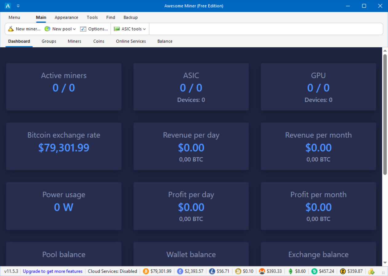 AwesomeMiner Interface Overview